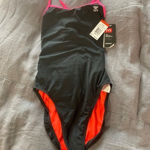 TYR One piece solid Trinity swimsuit size 34